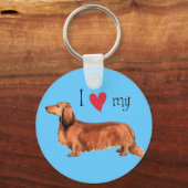 Ik hou van mijn Longhaire Dachshund Sleutelhanger (Voorkant)