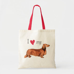 Ik hou van mijn Longhaire Dachshund Tote Bag