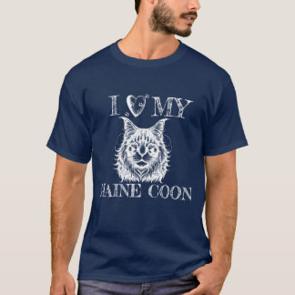 Ik hou van mijn Maine Coon, kat pootafdrukken wit T-shirt