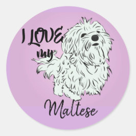 Ik hou van mijn Maltees Ronde Sticker