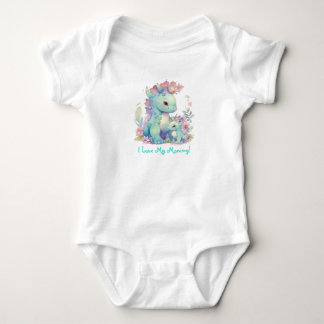 Ik hou van mijn mama! Dinosaurussen met bloemen Romper