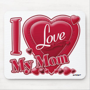 Ik hou van mijn mama rood - hart muismat