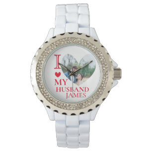 Ik hou van mijn man aangepaste hart foto horloge