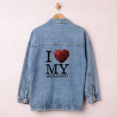 Ik hou van mijn man, aangepaste tekst, rood hart s denim jacket (Hangar)