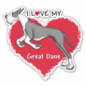 Ik hou van mijn Mantle Great Dane Sticker (Voorkant)