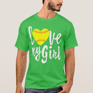 Ik hou van mijn meisjes mama Softball Cute Softbal T-shirt