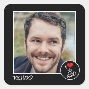 Ik hou van mijn merk, aangepaste foto - op maat ge vierkante sticker