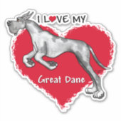 Ik hou van mijn Merle Great Dane Sticker (Voorkant)