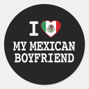 Ik hou van mijn Mexicaanse vriend met Heart Flag Ronde Sticker