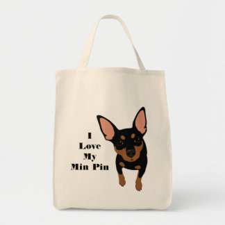 Ik hou van mijn Min Pin Dog Tas (zwarte MIN pincod