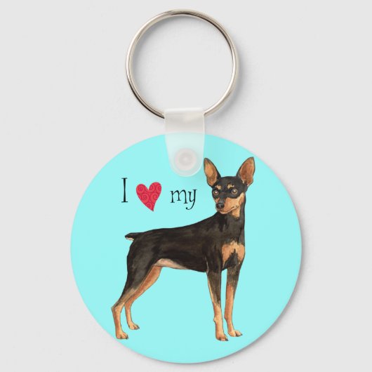 Ik hou van mijn Min Pin Sleutelhanger (Voorkant)