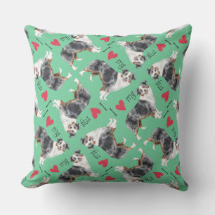 Ik hou van mijn Mini American Shepherd Buitenkussen