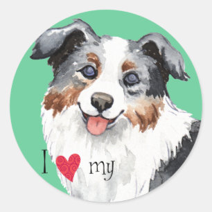 Ik hou van mijn Mini American Shepherd Ronde Sticker