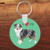 Ik hou van mijn Mini American Shepherd Sleutelhanger (Voorkant)