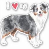 Ik hou van mijn Mini American Shepherd Vinyl Stick Sticker (Voorkant)