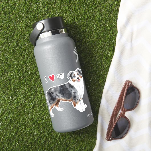Ik hou van mijn Mini American Shepherd Vinyl Stick Sticker (HydroFlask Insitu)