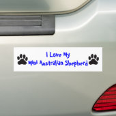 Ik hou van mijn Mini Australian Shepherd Bumpersticker (Op auto)