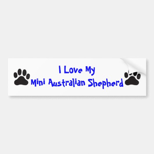 Ik hou van mijn Mini Australian Shepherd Bumpersticker (Voorkant)