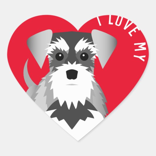 Ik hou van mijn miniatuur Schnauzer Hart Sticker (Voorkant)