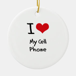 Ik hou van mijn mobiele telefoon keramisch ornament