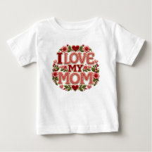Ik hou van mijn moeder bloemhart baby wit T-shirt
