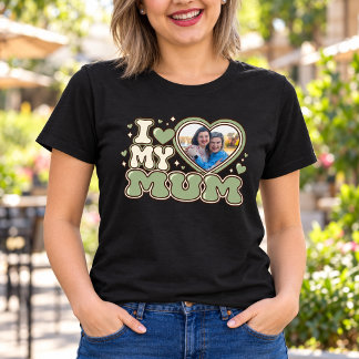 Ik hou van mijn moeder gepersonaliseerd hart foto  t-shirt