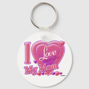 Ik hou van mijn moeder roze/paars - hart sleutelhanger