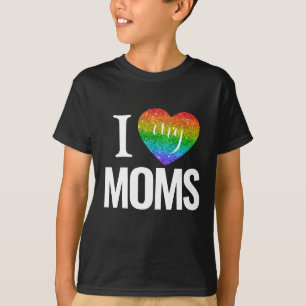 Ik hou van mijn moeders   Kleurrijke Rainbow Heart T-shirt