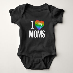 Ik hou van mijn moeders Rainbow Heart Pride Maan Romper