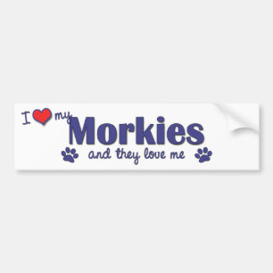 Ik hou van mijn Morkies (meerdere honden) Bumpersticker