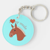 Ik hou van mijn muilezel rode flaxen sleutelhanger (Achterkant)