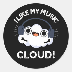 Ik hou van mijn Music Cloud Funny Weather Pun Dark Ronde Sticker