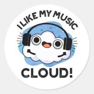 Ik hou van mijn Music Cloud Funny Weather Pun Ronde Sticker