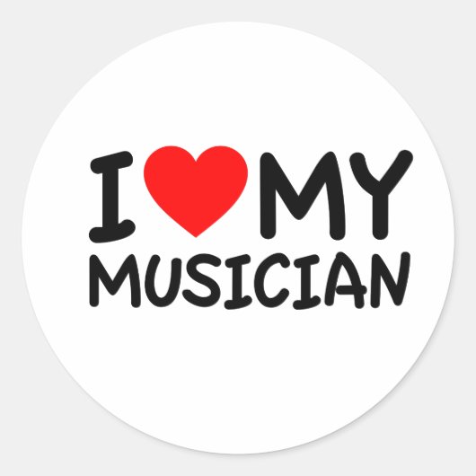 Ik hou van mijn muzikant ronde sticker (Voorkant)