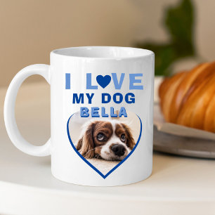Ik hou van mijn naam Dog Blue Heart Photo Dog Koffiemok