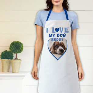Ik hou van mijn naam Dog Blue Heart Photo Pet Schort