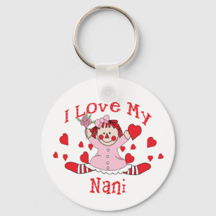 Ik hou van mijn Nani Rag Doll & Hearts Sleutelhanger