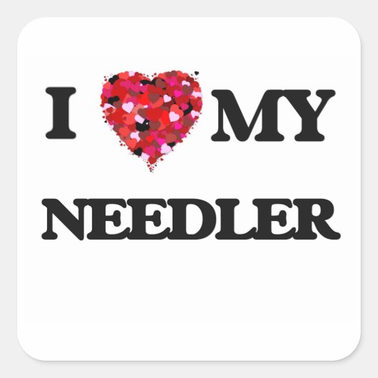 Ik hou van mijn Needler Vierkante Sticker (Voorkant)