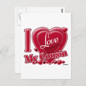 Ik hou van mijn neef rood - hart briefkaart (Voorkant / Achterkant)