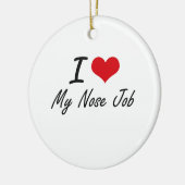Ik hou van mijn neus baan keramisch ornament (Links)