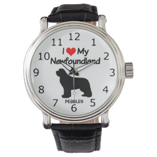 Ik hou van mijn Newfoundland hondensilhouet Horloge