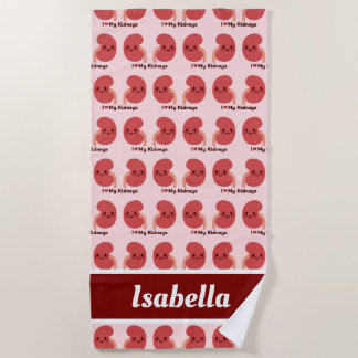 Ik hou van mijn nieren - Schattigee lachende niere Strandlaken