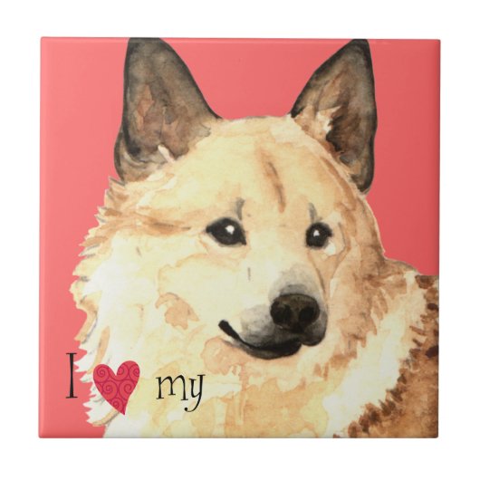 Ik hou van mijn Noors Buhund Tegeltje (Voorkant)