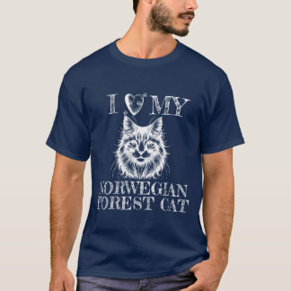 Ik hou van mijn Noorse Boskat Pootafdrukken Wit T-shirt
