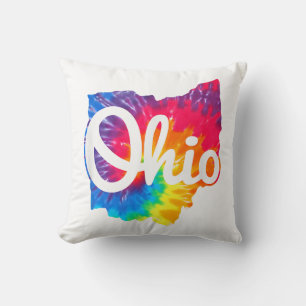 Ik hou van mijn Ohio-thuis Script Tie Dye Ohio Kussen