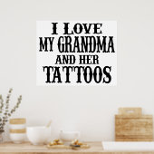 Ik hou van mijn oma en haar Tattoos Poster (Keuken)