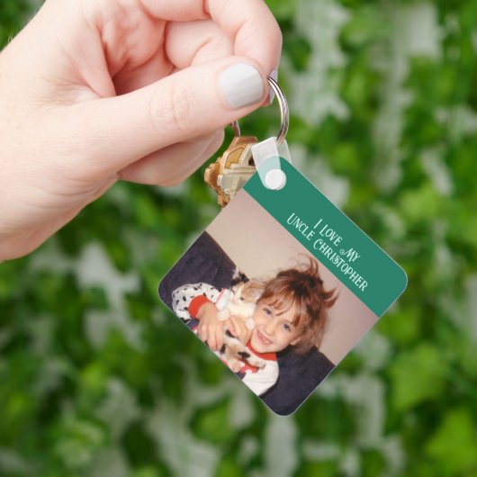 Ik hou van mijn oom en voeg foto's met groene grij sleutelhanger (Hand)