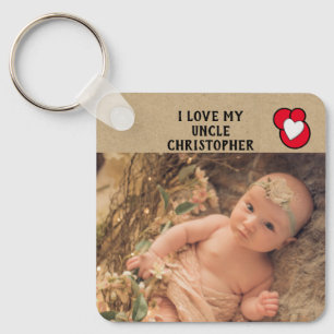 Ik hou van mijn oom naam foto's rood dubbelzijdig sleutelhanger