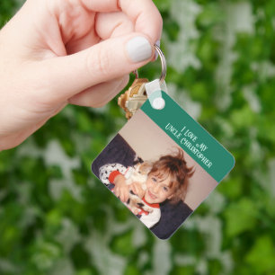 Ik hou van mijn Oom voeg naam foto's groen grijs Sleutelhanger