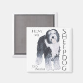 Ik hou van mijn oude Engelse Sheepdog Magneet (Voorkant / Achterkant)